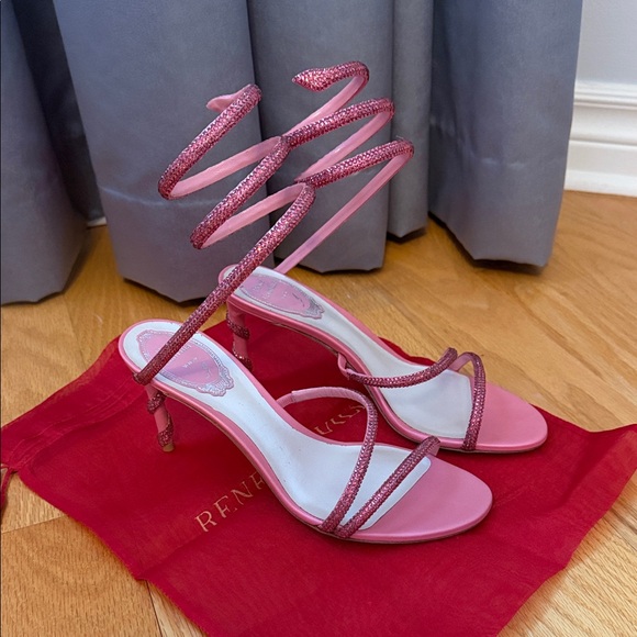 Rene Caovilla Shoes - Authentic René Caovilla Pink Cleo crystal embellished heels